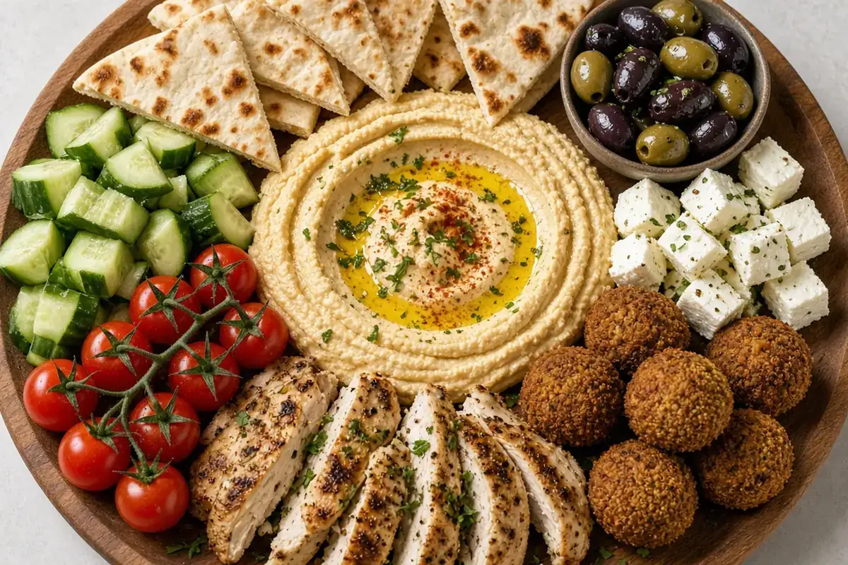 Hummus mezze dinner board