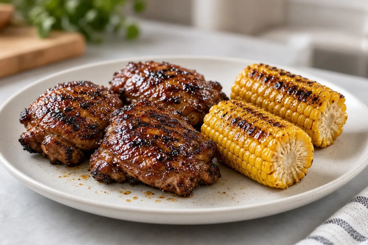 BBQ chicken with grilled corn
