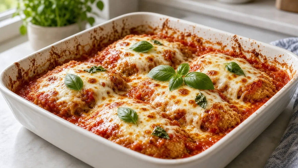Chicken Parmesan skillet on a plate