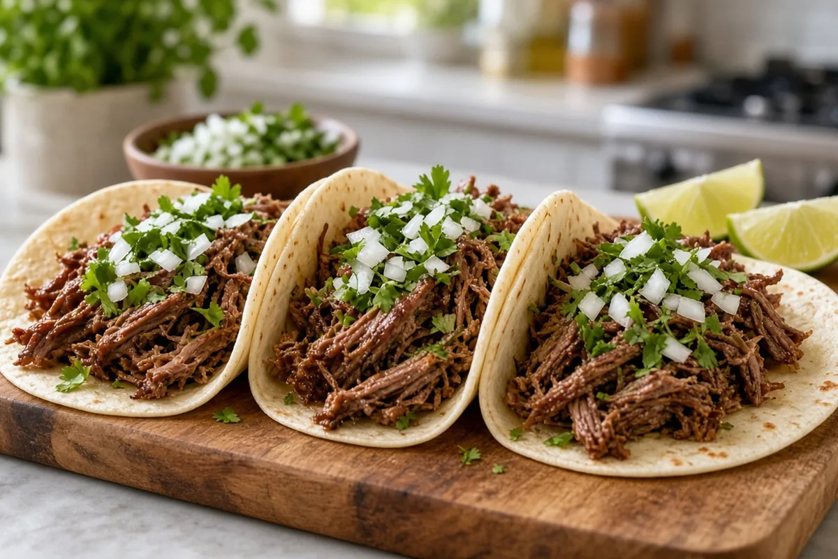 Shredded beef tacos