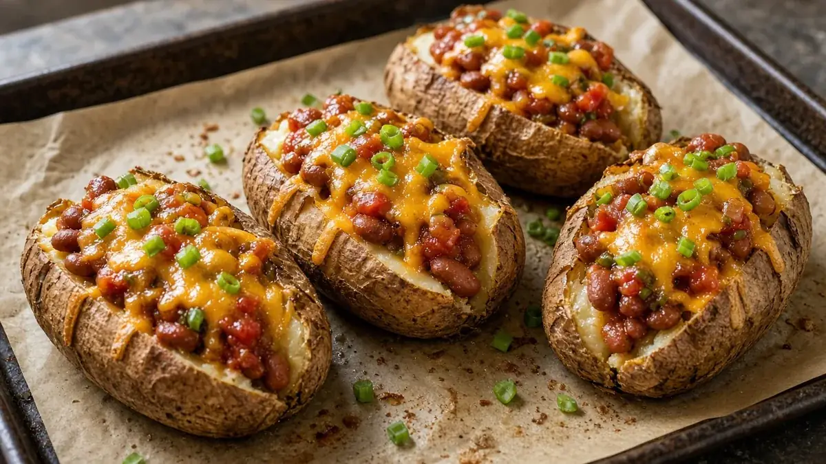 Bean and cheese baked potatoes