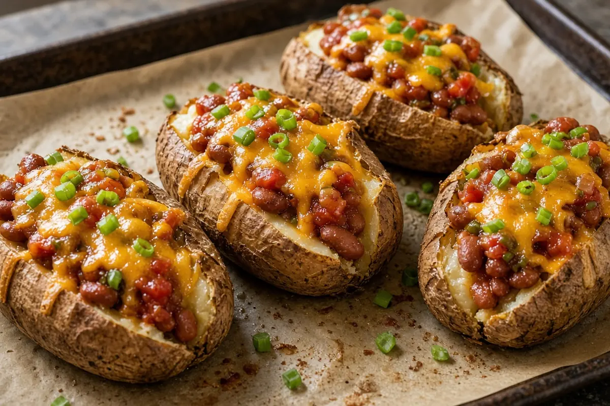 Bean cheese baked potatoes