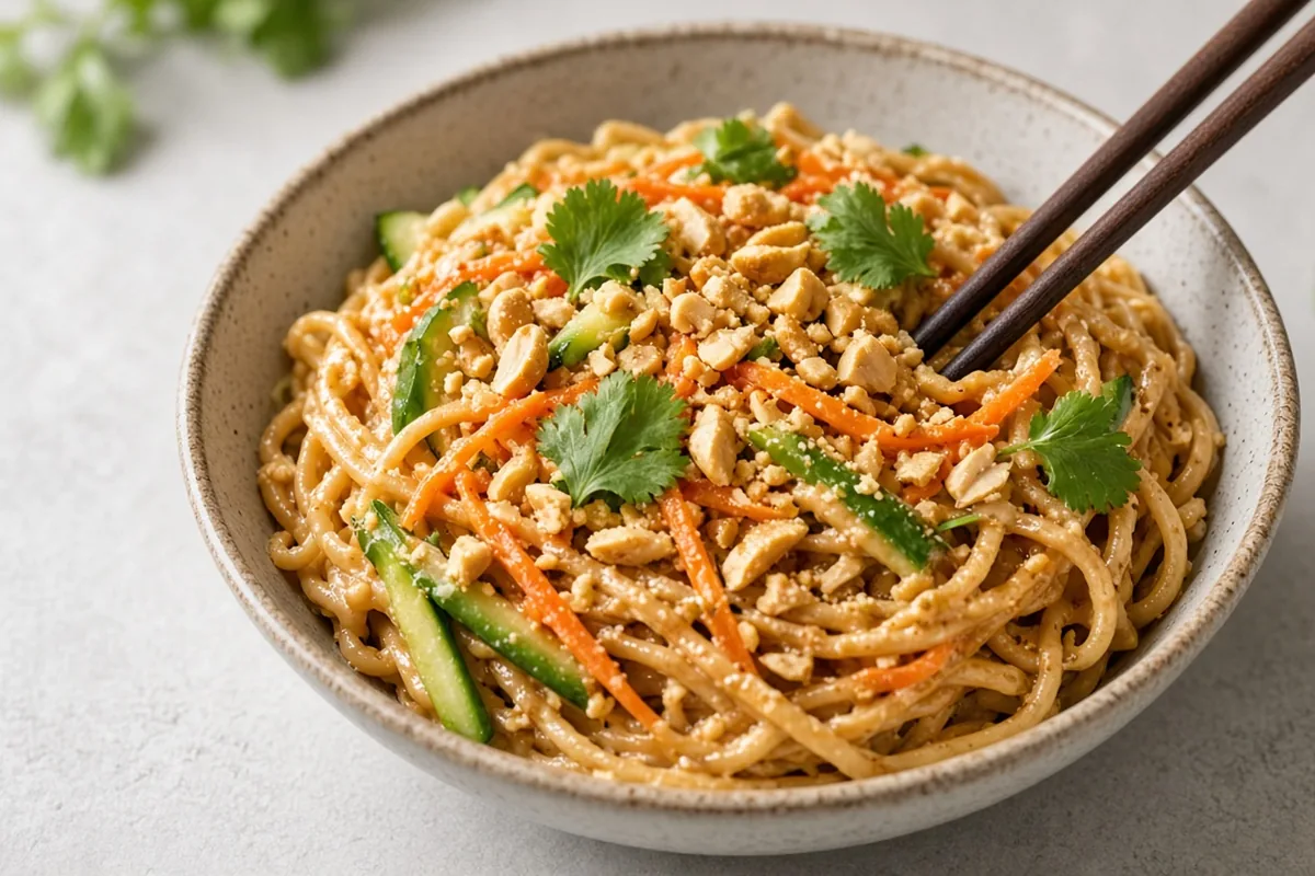 Peanut sesame noodles