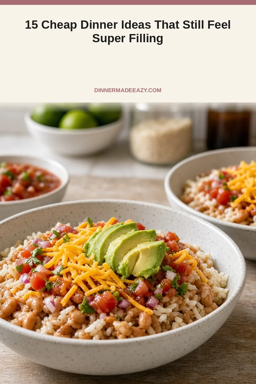 Vertical photo of bean burrito dinner