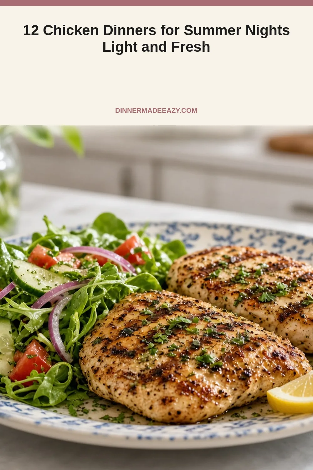 Vertical photo of grilled lemon chicken