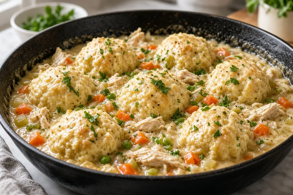 Chicken and dumplings skillet