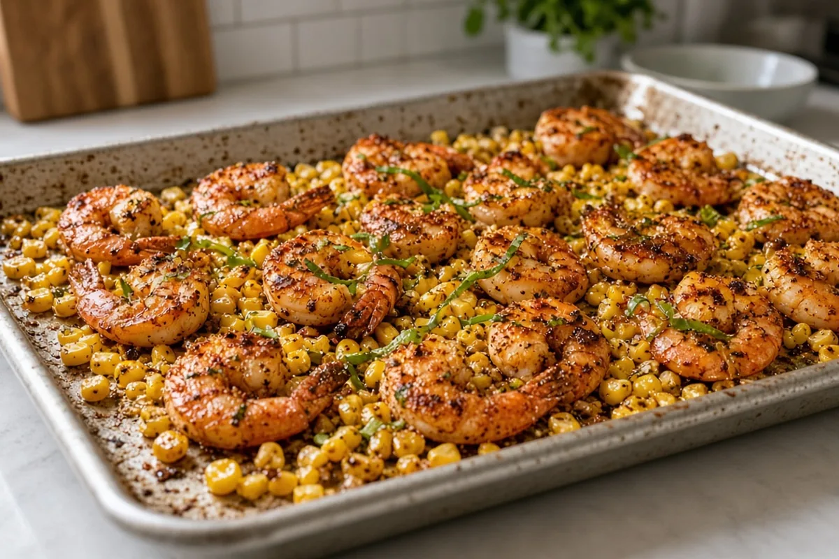 Roasted chili-lime shrimp with corn