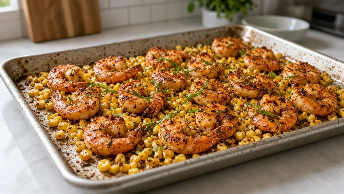 Chili-lime shrimp and corn on a sheet pan