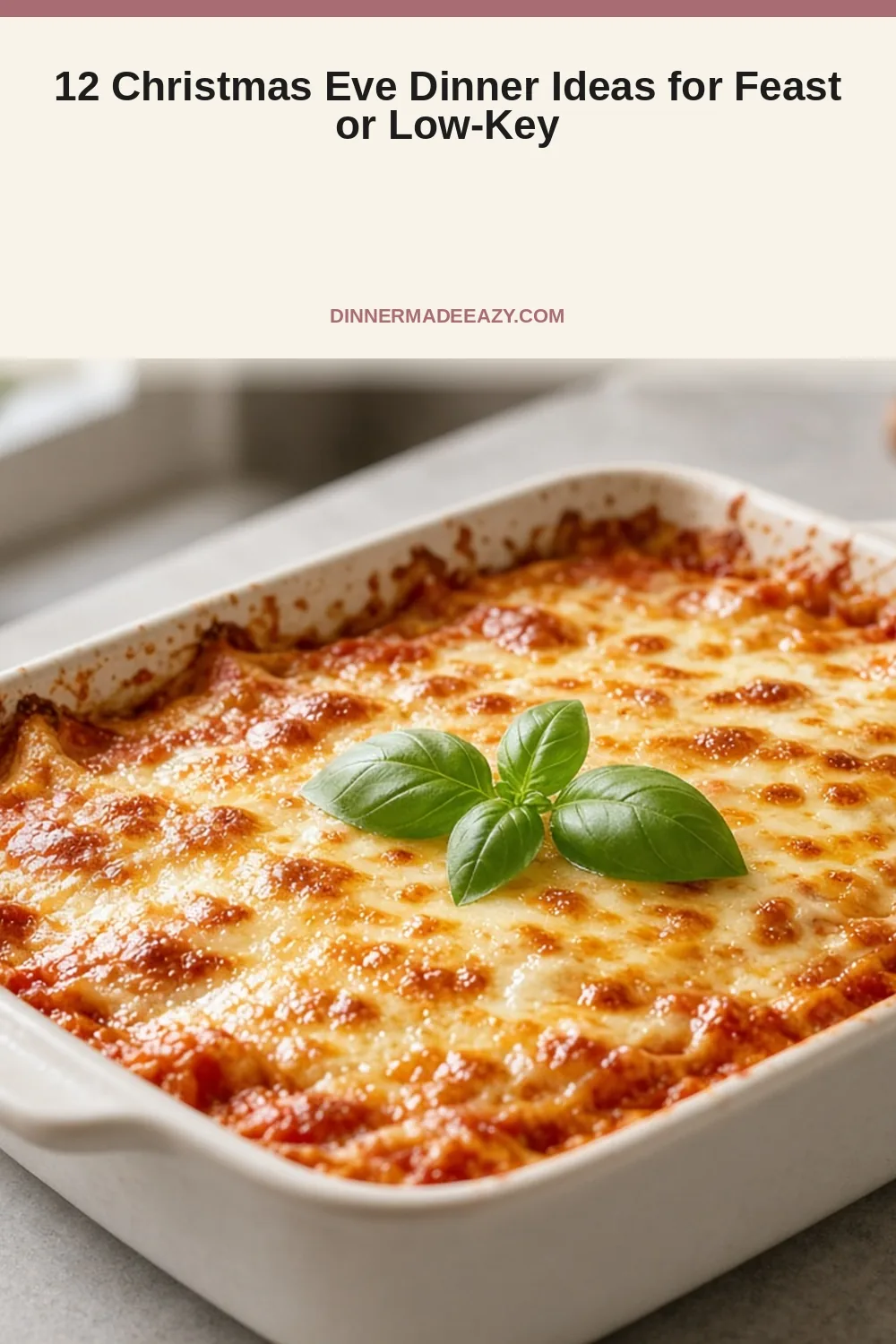 Vertical photo of Christmas Eve lasagna