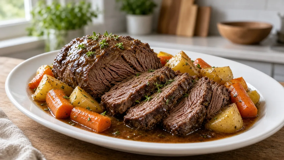 Classic pot roast with carrots and potatoes