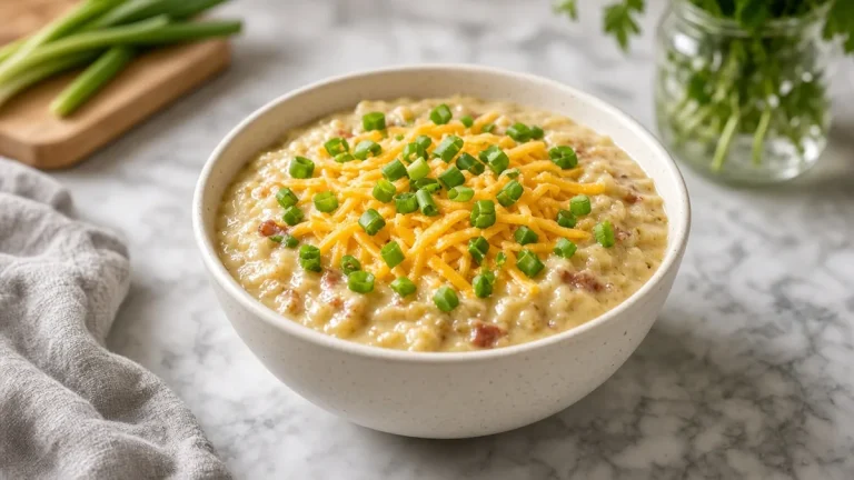 Loaded baked potato soup in a bowl