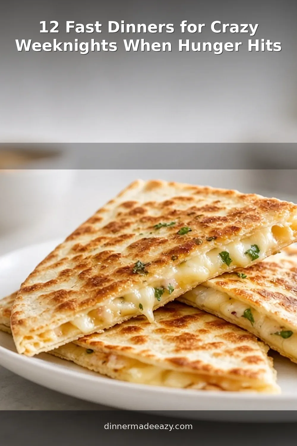 Vertical photo of cheese quesadilla dinner stack