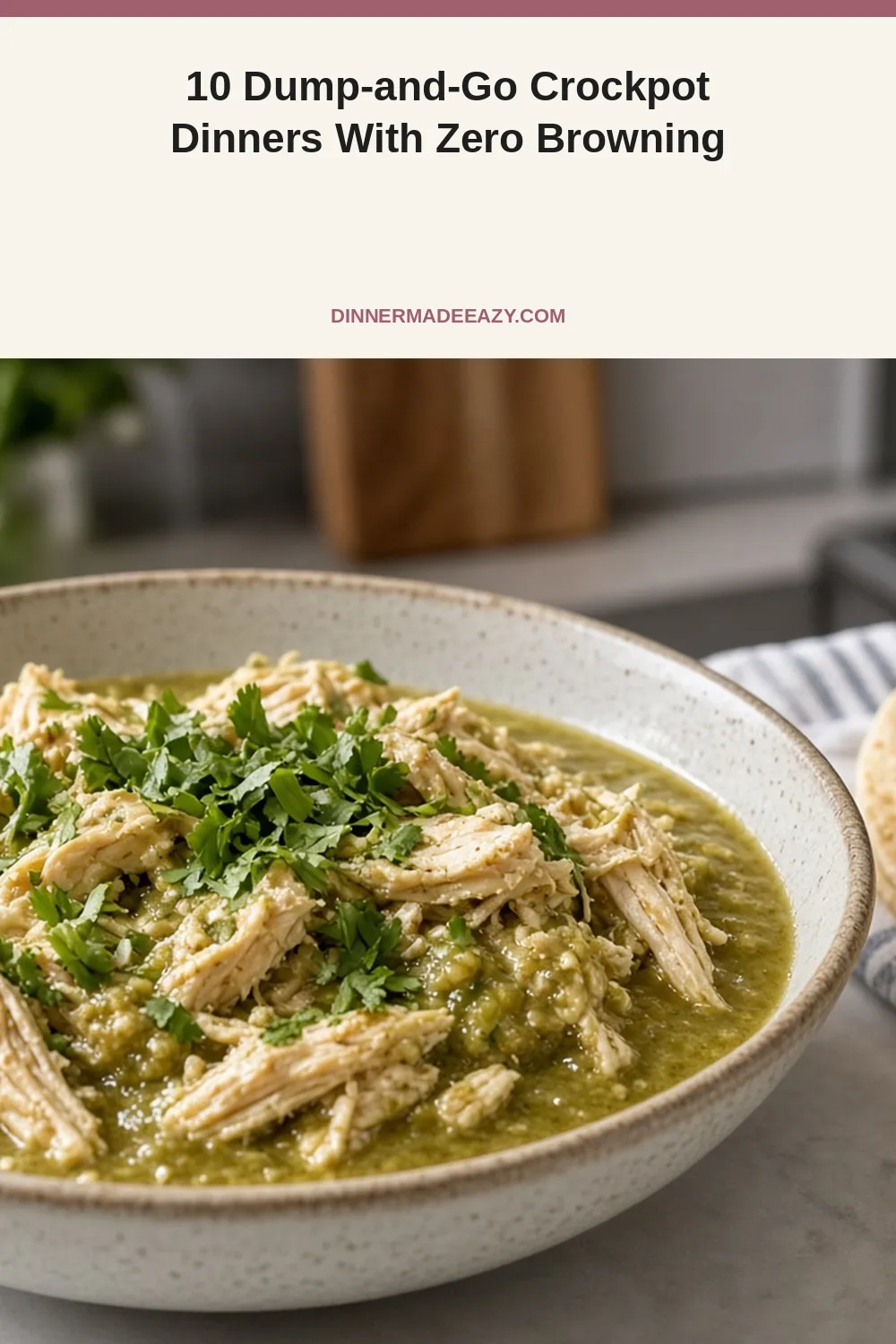 Vertical dump-and-go crockpot pin