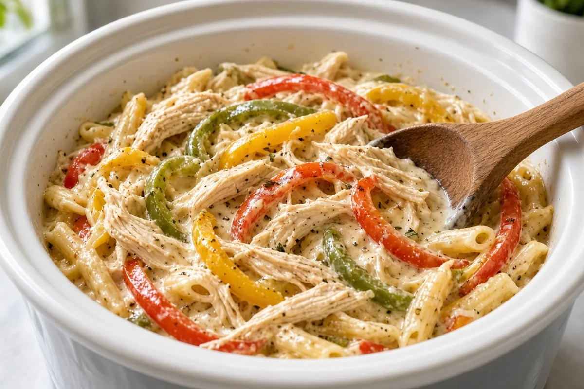 Creamy fajita pasta scoop
