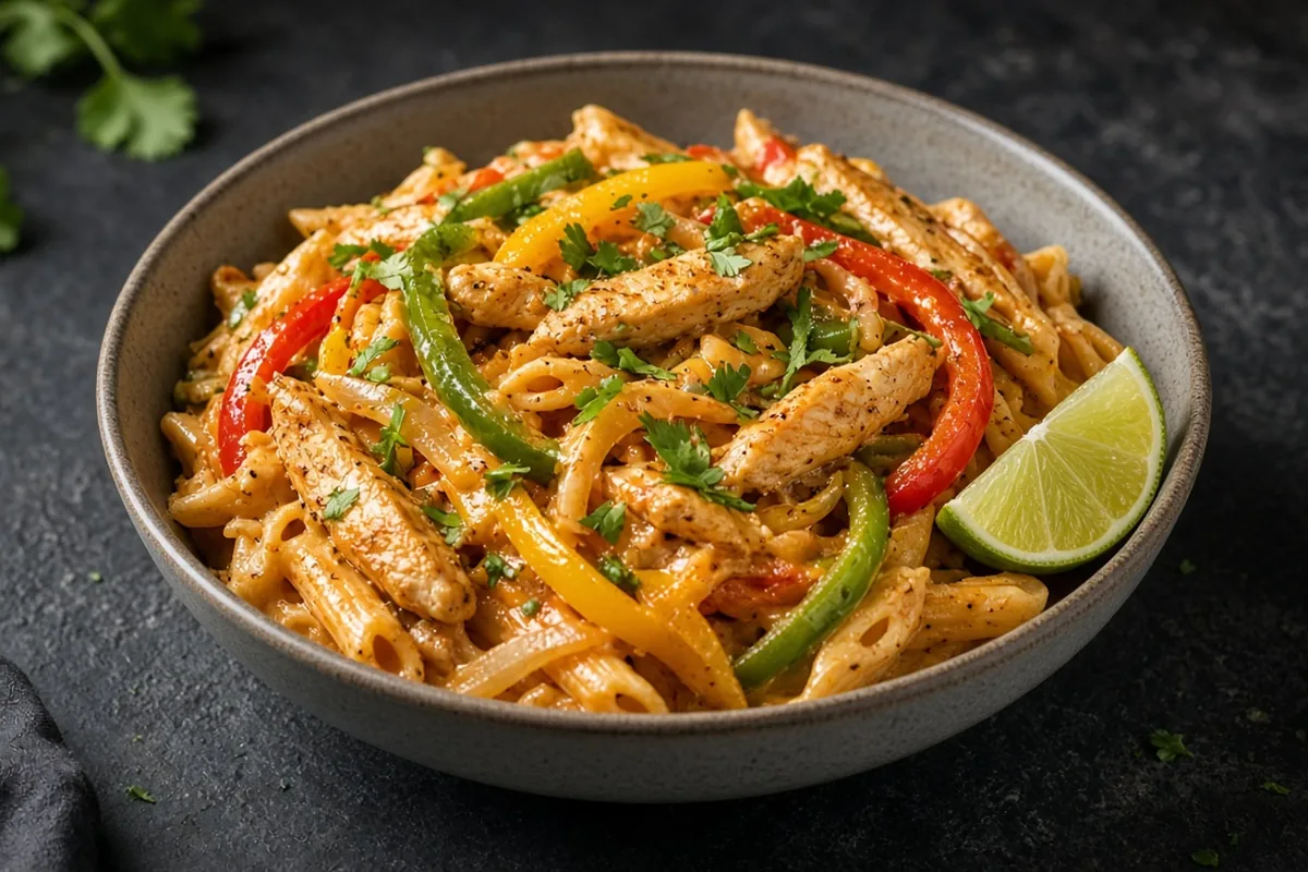 Crockpot chicken fajita pasta bowl