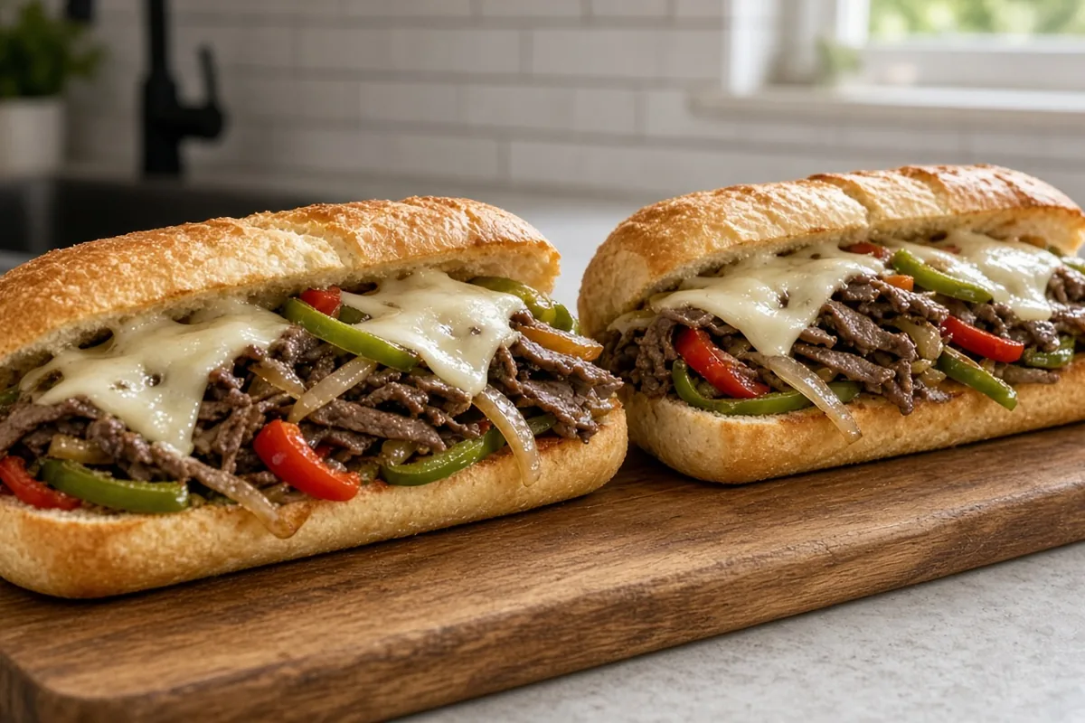 Philly cheesesteak sandwiches