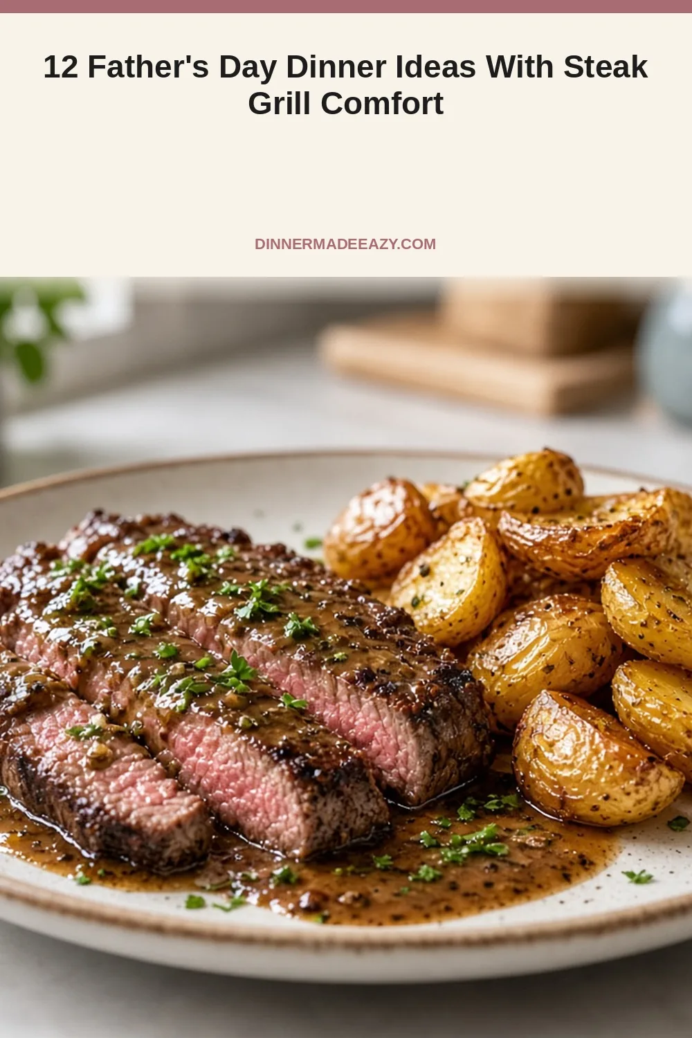 Vertical photo of steak dinner