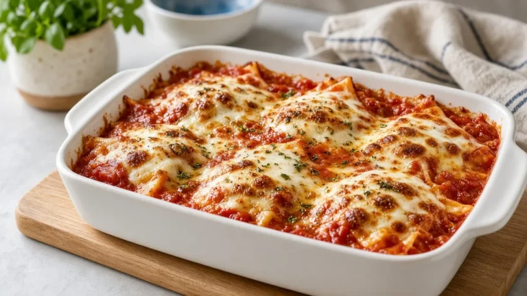 Five-ingredient ravioli casserole with cheese