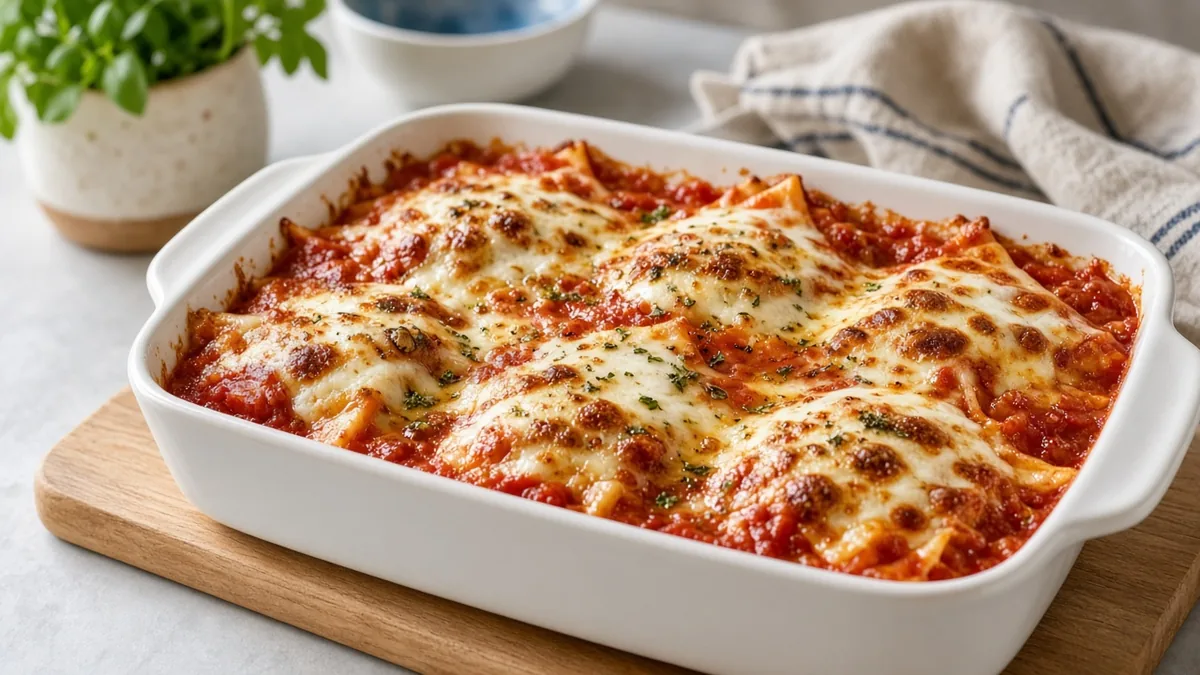 Five-ingredient ravioli casserole with cheese
