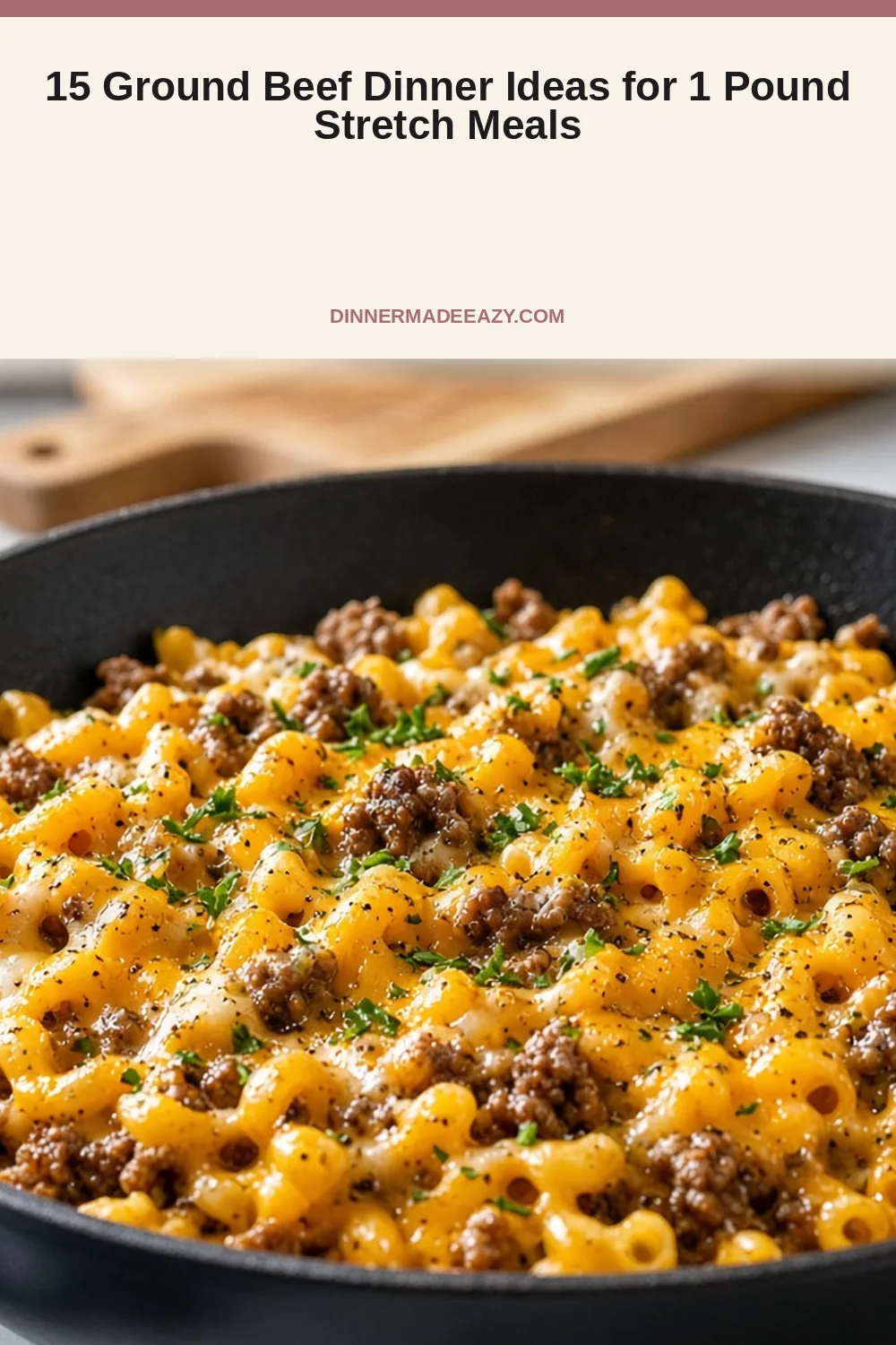 Vertical photo of cheeseburger pasta