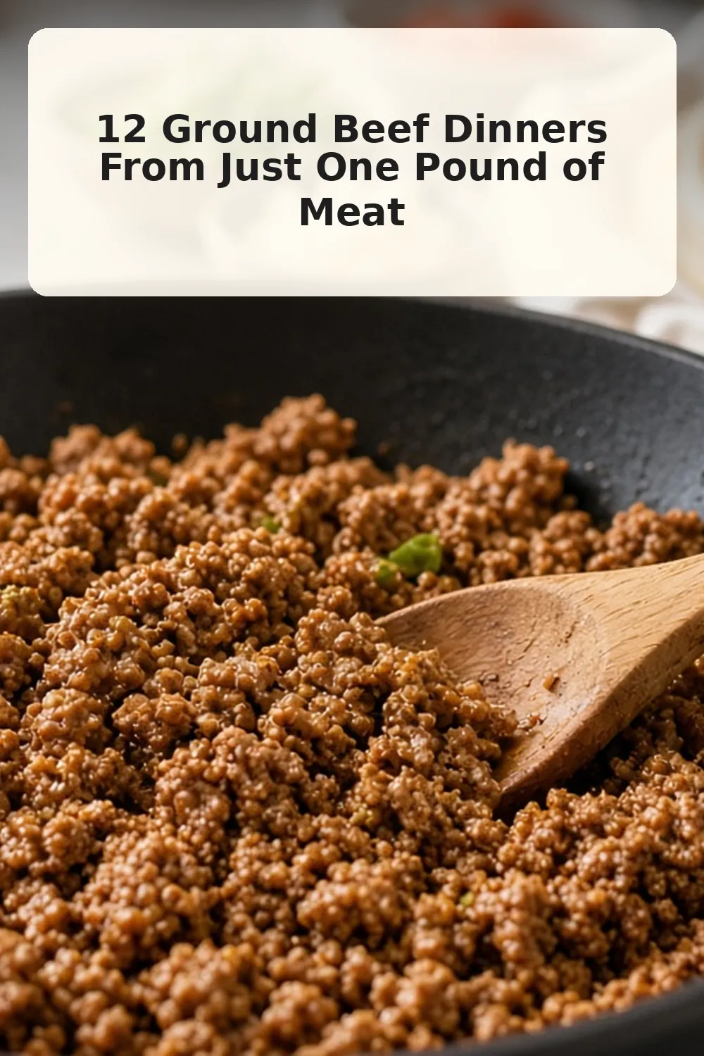 Vertical photo of skillet beef taco meat dinner