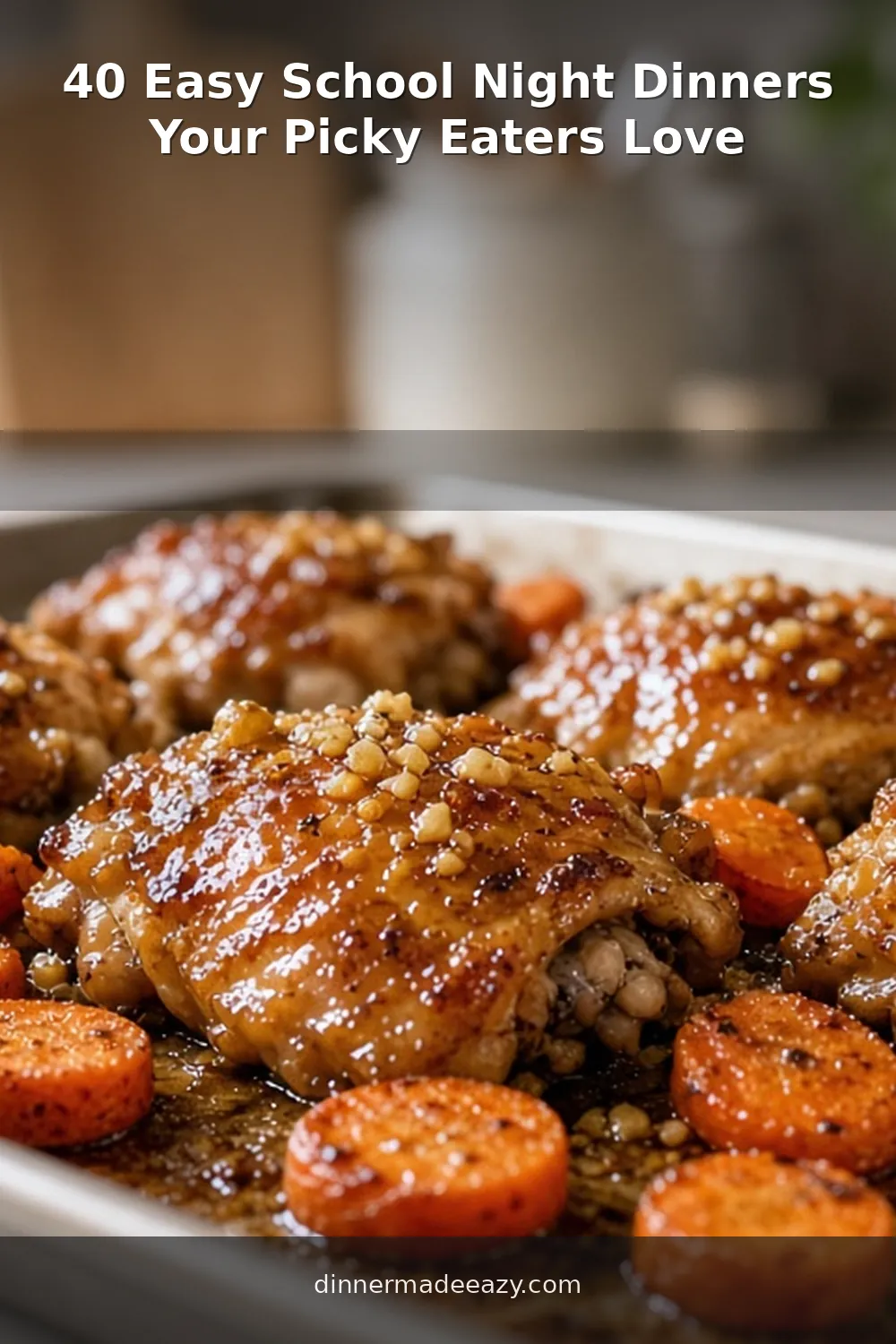 Vertical honey garlic sheet pan chicken dinner photo