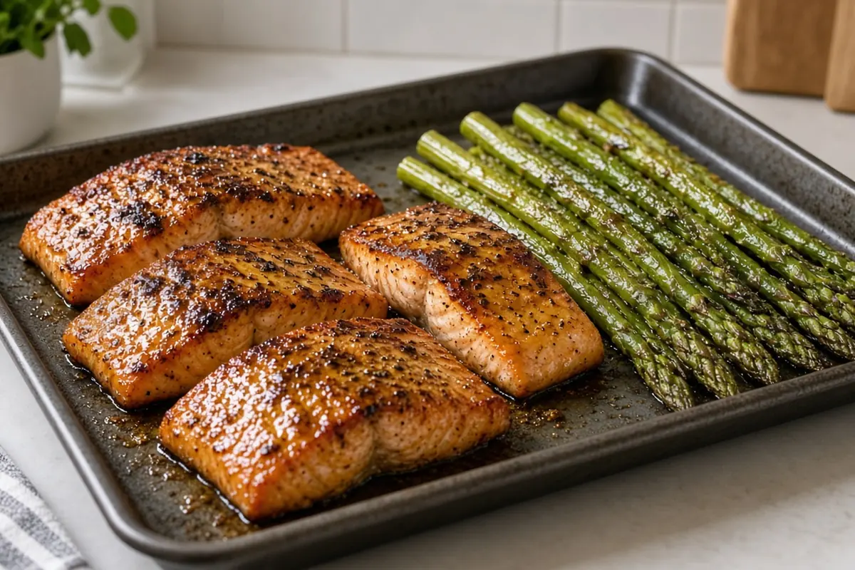Honey mustard salmon with asparagus