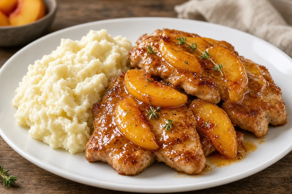 Peach glazed grilled pork chops