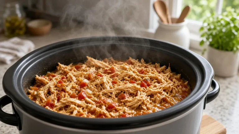 Shredded taco chicken ready for a toppings bar