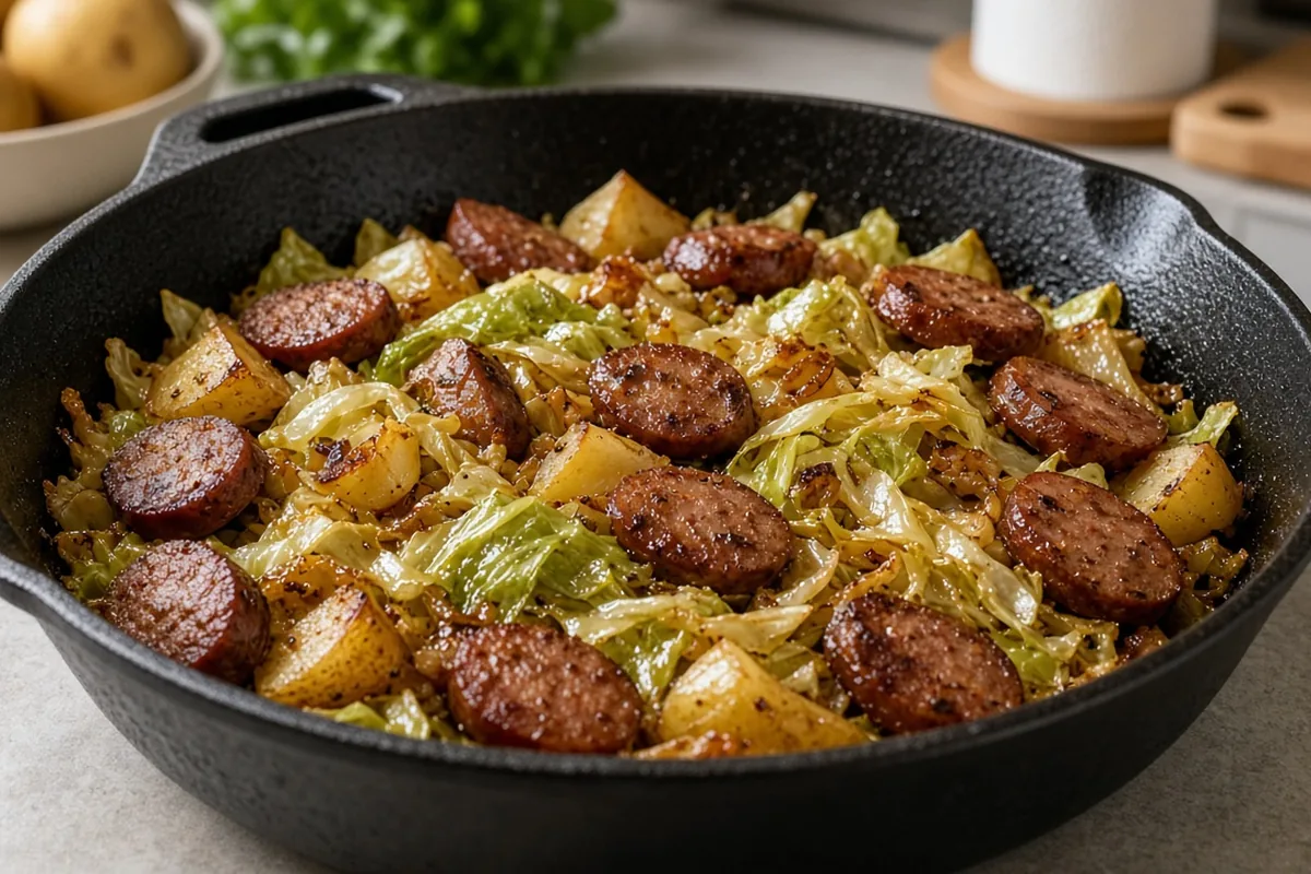 Sausage potato cabbage skillet