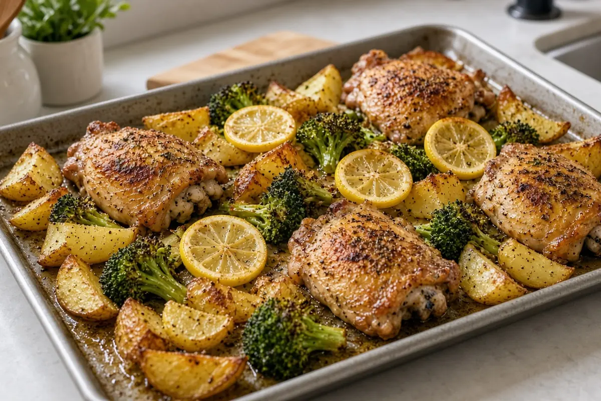 Lemon-pepper chicken sheet pan dinner