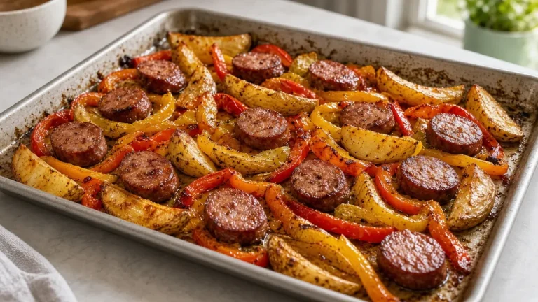 Sheet-pan sausage and vegetables
