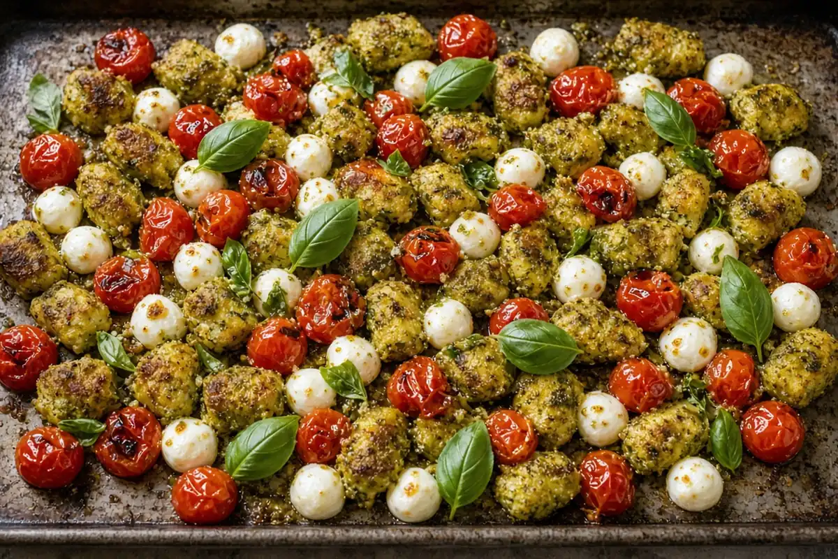 Pesto gnocchi tomatoes