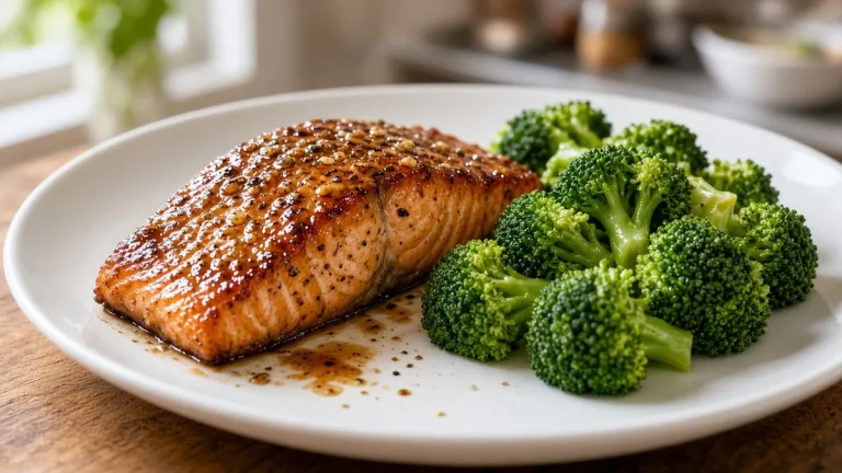 Teriyaki salmon and broccoli sheet pan