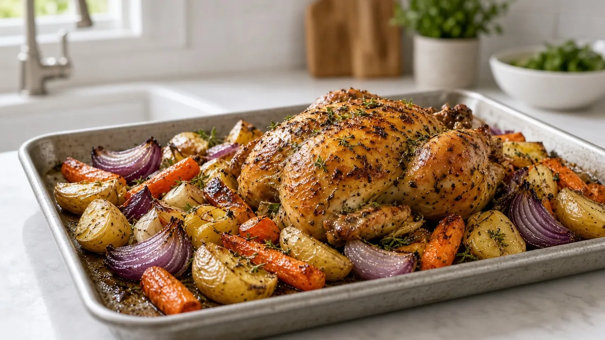 Herb whole chicken in slow cooker