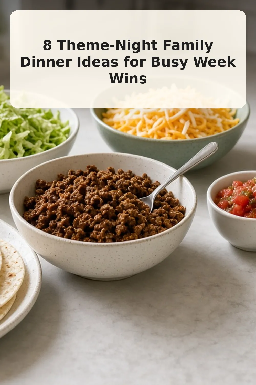 Vertical photo of taco night family dinner