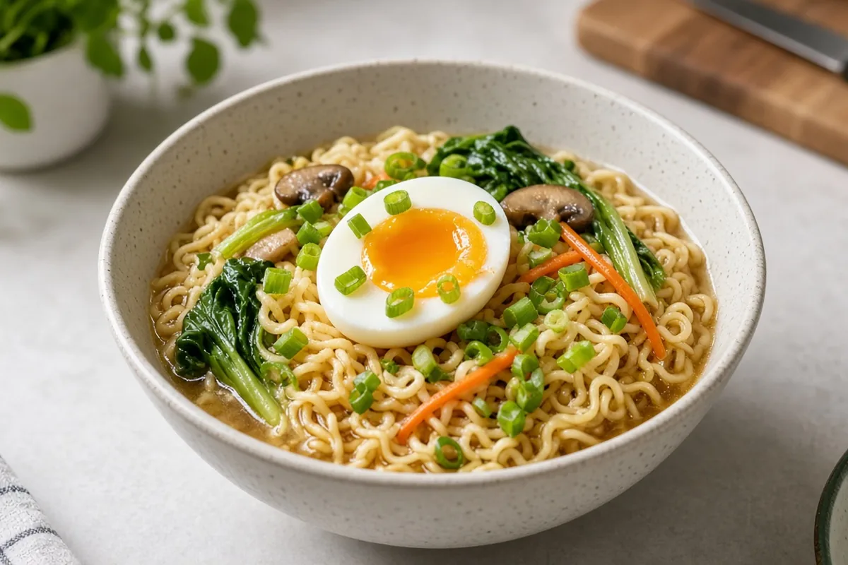 Upgraded instant noodle bowl with egg